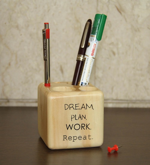 Wooden Pen Stand Cube